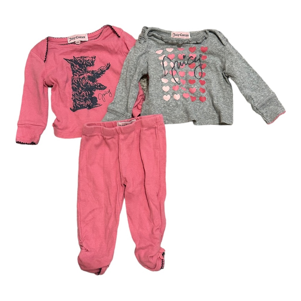 Juicy Couture Set Bundle Pink and Gray Long Sleeve and Pants Size 3-6 Months